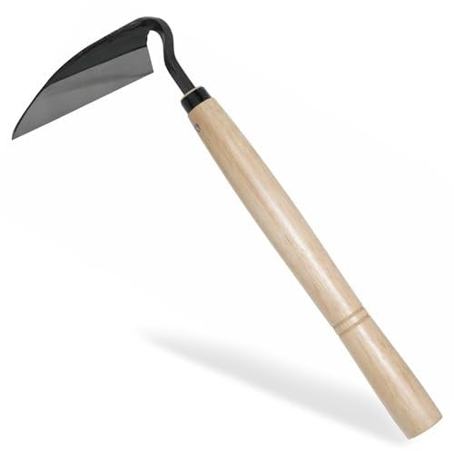 XdealCozyxc Zappa da giardinaggio in stile giapponese, zappa manuale da giardino, con manico in legno massello duro