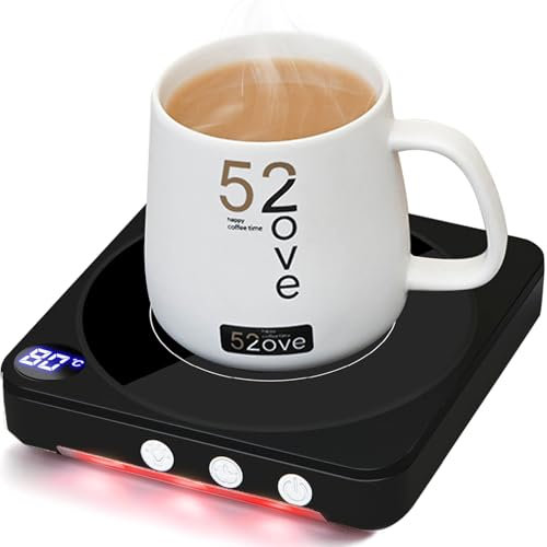 MQFORU Chauffe Tasses,Chauffe Café de Bureau avec Affichage de la Température, Arrêt Automatique 2-12H, Chauffe-Bougies Intelligent,Conservez Les Boissons Meilleur goût Chauffe-Tasses à Café