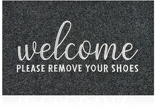 AAZZKANG Welcome Mats for Front Door Outdoor Non Slip Shoes Doormat Quickly Trap Dirt Easy to Clean Door Mat Indoor Entry Mat Grey