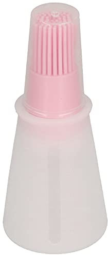 Tyenaza Silicone Oil Bottle Brush, Silicone Multifunctional Sauce Barbecue Oil Brush with Transparent Bottle Cap, Silicone Cooking Grill Sauce Bottle Brush for Cooking BBQ Vinegar (Pink)