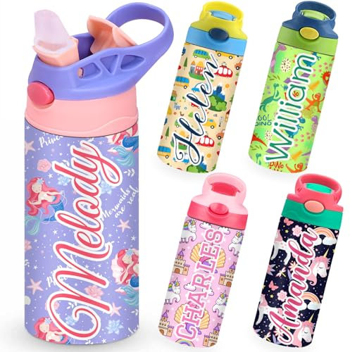 XinYiiLun Bottiglie d'acqua personalizzate 12/20 oz per lo sport Bottiglia d'acqua isolata personalizzata con cannuccia Bottiglia d'acqua personalizzata in acciaio inossidabile con nome Regali per