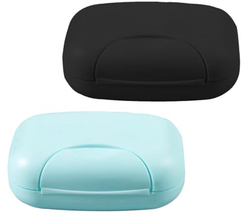 PEXIVOZ Porte-Savon de Voyage Portable, 2 Boîtes (Noir et Bleu), Étanche, Adapté aux Voyages et aux Sorties