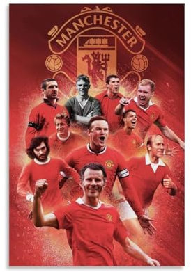 HKLOPUY Poster, Motiv: Fußballlegende Man United, dekoratives Gemälde, Leinwand, Wandposter und Kunstdruck, moderne Familienschlafzimmer-Dekoration, Poster, 50 x 75 cm