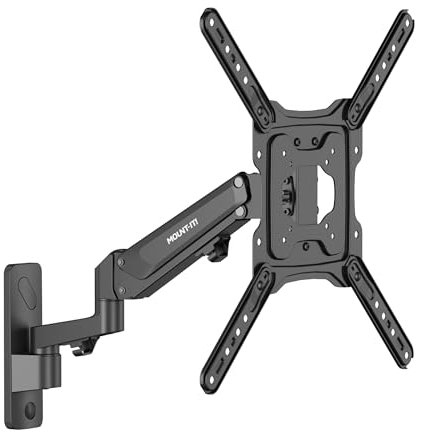 Mount-It! Height Adjustable TV Wall Mount - Full Motion, Pull Down and Vertical Adjustment, Fits 23-55 Inch Screens, Max VESA 400x400mm, Swivel and Tilt Capabilities, 50.6 Lbs Capacity