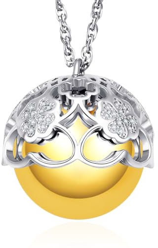 Dada Gioielli - Protection et amour pour les futures mamans - Collier bola de grossesse appelant les anges - Pendentif scintillant - Idées de cadeaux pour femmes enceintes (Tutto oro)