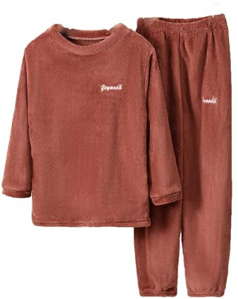 Kinder-Pyjama, warm, einfarbig, Set für Jungen Mädchen, Kinder-Hauskleidung, weiche, Flauschige Homewear mit Fleece-Jogginghose Unterhemd Baby14