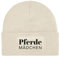 Pferde Beanie - Wollmütze mit Spruch: Pferdemädchen - Strickmütze lustig als Geschenk für Tochter, Freundin, Frau - Kappe, Mütze - Pferdegeschenke (DE/NL/SE/PL, Alphanumerisch, Einheitsgröße, Beige)