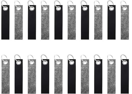 Votvlog 20 Stück Schlüsselanhänger Filz, 13 x 3 cm Filz Schlüsselanhänger Rohling mit Edelstahl Ring, Blanko Schlüsselanhänger mit Edelstahl Ring für DIY Dekoration Handwerk Taschen, Feriengeschenk