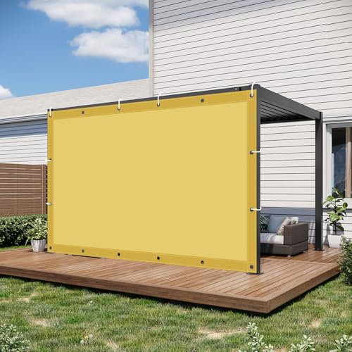 Shade Sail - Tenda da sole impermeabile con corda in poliestere resistente agli strappi, per esterni, giardino, patio, feste, 2 x 4,5 m, colore: giallo sabbia