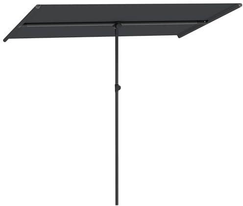 Outsunny Ombrellone da Giardino 1.5x2 m Girevole a 180° ad Altezza Regolabile con Manovella, Ombrellone da Esterno in Alluminio e Poliestere 180g/㎡, per Cortile, Terrazza Balcone, UV50+, Grigio Scuro