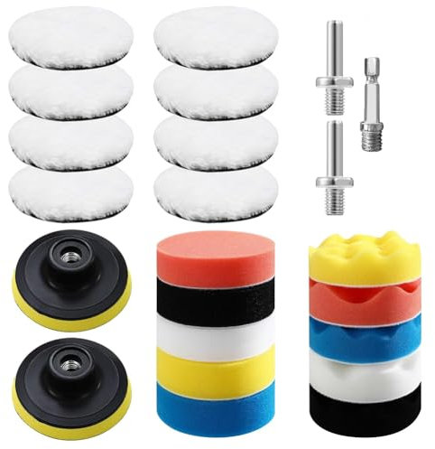 80mm Polierschwamm Pads, 23 Stück Polierset Auto, Schwämme Pad Polierschwämme Auto Polieren Pad Set für Exzenter Poliermaschine Schleifmaschine Polierpad zum Polieren, Schleifen, Wachsen
