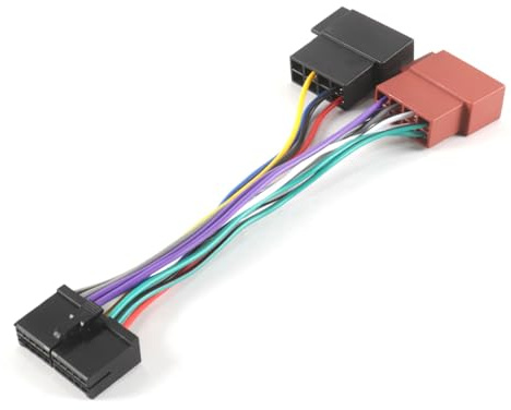 Hoite 20-poliger ISO-Autoradio-Adapter, ISO-Kabeladapter, Ersatz-Universal-Zubehörkabel Mit Lenkrad- Und Rückwärtsgang-Steuerleitungen