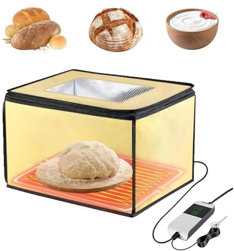 Brot Gärbox Sauerteig mit Heizung, Faltbare Elektrischer Brot Gärschrank mit Einsteckbarem NTC Temperatursensor 50~113℉ Digitalanzeige Timer von 0 bis 12 Stunden,Für Sauerteig,Pizza, Joghurt