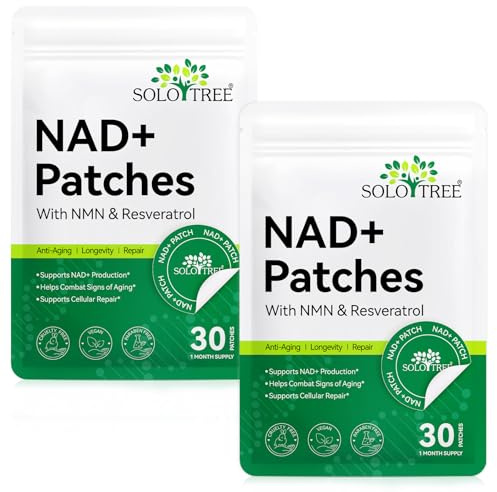 NAD+ Pflaster 30 Stück– 500 mg NMN & Resveratrol – Anti-Aging-Pflaster, 8-Stunden Energie NAD Boost Patches mit NAC, transdermales NAD+ Supplement (60 Stück)