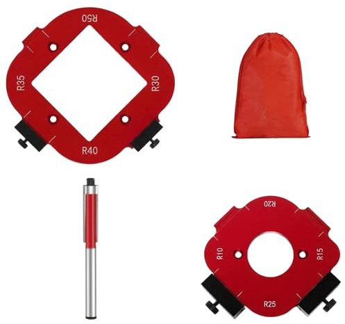 Corner Router Jig for Routers, Aluminum Alloy Corner Radius Guide Set with Router Bit and Storage Bag R10/R15/R20/R25/R30/R35/R40/R50 Router Templates for Woodworking