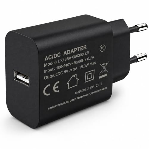 YIMINGOUFEI Cargador USB 15W 5V/3A con Enchufe Europeo Tipo C, Negro | Puerto USB-A, carcasa de ABS ignífugo, alimentación estable y formato compacto para el hogar, la oficina y viajes