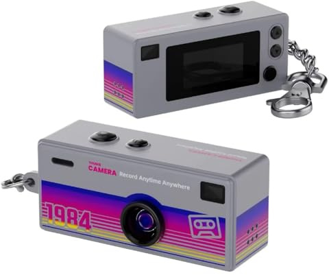 Appareil Photo Numérique Enfant, FHD 1080p Mini Appareil Photo, Caméras vidéo compactes avec Carte TF 32 Go Numérique caméra rétro Porte-clés Compacte Autofocus (Gris)
