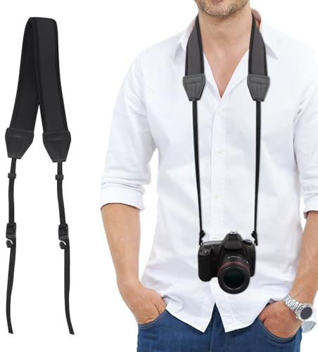 JASOLYI Camera Neck Strap, Anti-Slip Over Shoulder Camera Strap Quick Release Shoulder Straps With Safety Tether Crossbody Straps For Dslr Cameras(COLOR:Black)