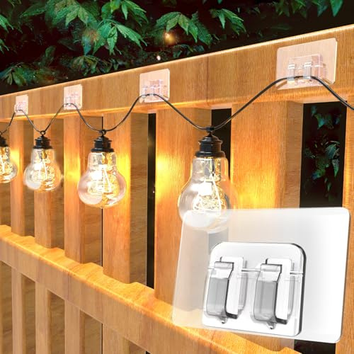 AFFAVON 49Stück Große Haken für Innen & Außen Lichterketten, keine Beschädigung, werkzeuglose Installation für Weihnachten, Terrasse, Garten, Balkon, Dekoration, Kabelhalter zum Aufhängen