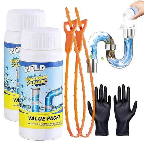 Limpiador de Tuberías y Desagües Extremadamente Potente | Espuma Desatascadora Extra Fuerte | Altamente Eficaz con Espuma Activa | Para Cocina y Baño | Elimina Obstrucciones (2PCS)