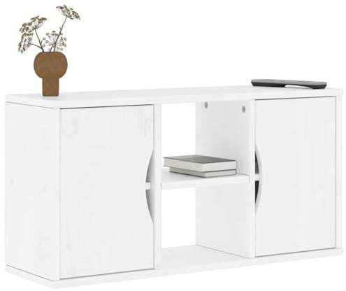 Genérico Mueble de TV ODDA Madera Maciza de Pino Blanco 79x24x40 cm, Muebles TV Blanco,4103604