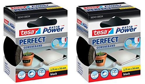 tesa extra Power Gewebeband (38mm ? 2er Pack, Schwarz)