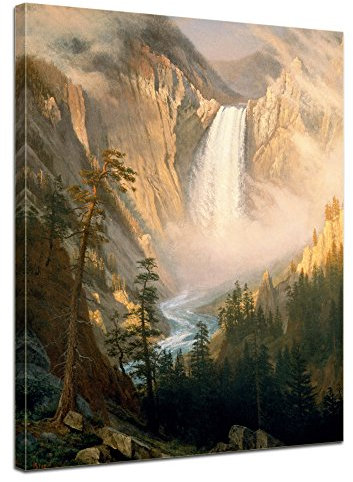 Bilderdepot24 Bild auf Leinwand | Albert Bierstadt - Yellowstone Falls in 30x40 cm als Wandbild | Wand-deko Dekoration Wohnung alte Meister | NEU-180225-30x40-yf