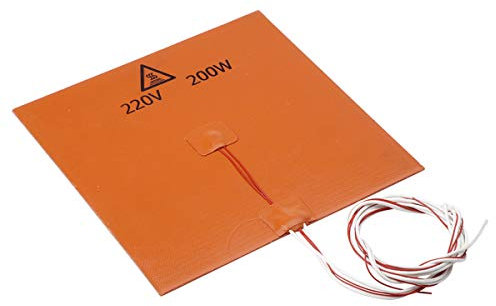 Hemobllo Silikon Heizmatte Für 3D-Drucker Hochtemperatur Heizbett 220V 200W 20X20Cm Orange Ideal FüR PräZisionsdruck