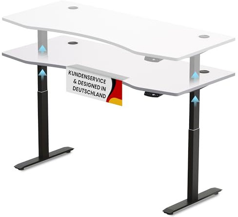 Duke-Handel® Elektrisch Höhenverstellbarer Schreibtisch [ERGONOMISCHER STEHTISCH] - inkl. Memory Funktion und Anti-Kollision Technologie - Tischplatte 180x80cm