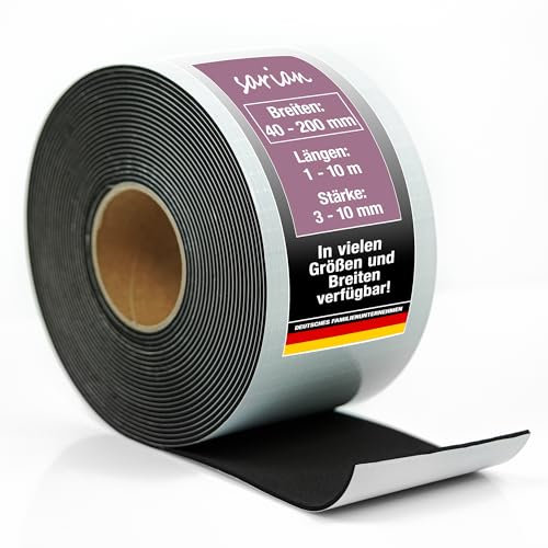 sarian Moosgummi Dichtband EPDM Rolle Gummidichtung Meterware bis 10m einseitig Klebeschicht viele Größen Dichtungsband Zellkautschuk (Moos-Länge: 6m, BxS: 80mm x 10mm)