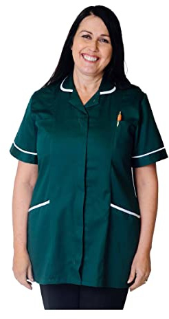Skywear Tuniques T66 pour femme et fille - Uniforme de bureau - Multicolore, Vert bouteille/blanc, 52