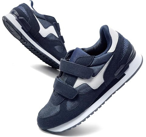 JOMIX Scarpe con Strappo Uomo Comode Ginnastica Tennis Camminata Passeggio Sneakers Senza Lacci SU8138 (Blu Navy Bianco, 46)