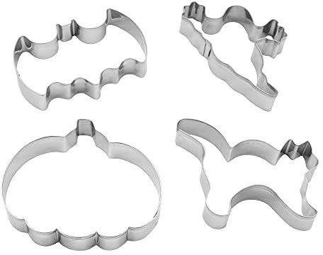 BekkiB 10174-4er Set Halloween - Ausstechformen Gespenst, Kürbis, Katze, Fledermaus - Edelstahl Ausstecher zum Backen & Basteln