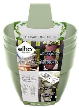 elho Vibia Campana Vertical Forest 21 - Blumentopf Hängend für Balkon & Außen - 100% recyceltem Plastik - Ø 20.7 x H 29.7 cm - Grün/Pistazien Grün
