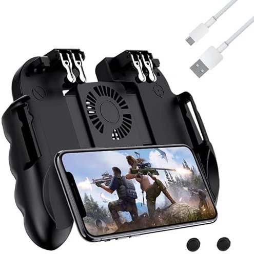 ciciglow Contrôleur de Jeu Mobile, Contrôleur de Jeu Mobile PUBG, Poignée de Jeu, Manette de Jeu pour Smartphone, Contrôleur de Jeu pour Téléphone avec Ventilateur de Refroidissement