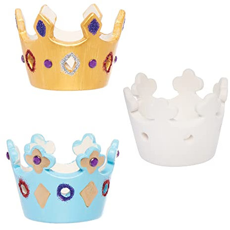 Baker Ross PJ186 Crown Ceramic Tealights – Pack of 4, Ceramic Painting Kits for Kids
