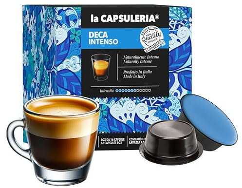 Café DECAFFEINÉ, intense (192 Capsules) compatibles avec Lavazza A Modo Mio, 12 Boîtes de 16 Capsules, goût riche et prononcé, sans caféine, équilibré à savourer à tout moment (La Capsuleria)