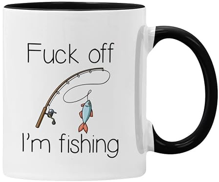 Plumfoolery F**k Off I'm Fishing Mug, Novelty Mug for Fishing Enthusiast, Funny Gift (Black)