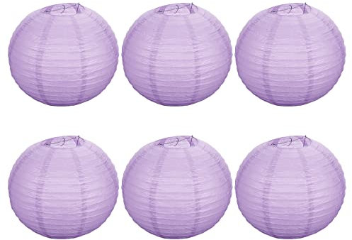 PATIKIL 16 Papier Laterne 6Pack Rund Faltbare Hängelampe für Hochzeit Home Party Festival Feier, Helle Lila