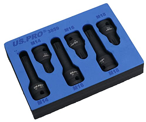 1/2in Drive Deep + Shallow Impact Impacted Male Spline Sockets M14 M16 M18