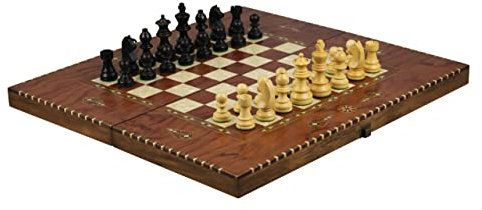 Jeu d'échecs et de backgammon Rural Palissandre Ébène Pièces de Staunton allemandes 50,8 cm
