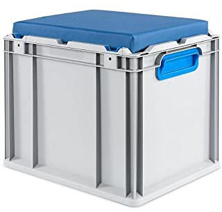 PROREGAL Eurobox NextGen Seat Box Blau | HxBxT 36,5x30x40cm | 30 Liter | Griffe geschlossen | Eurobehälter, Sitzbox, Transportbox, Transportbehälter, Stapelbehälter