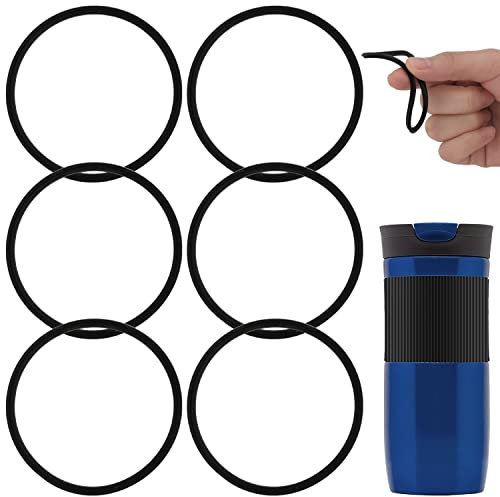 6pcs Rubber Seal Lid Gaskets Replacement Compatible with 16 & 20 oz Contigo Snapseal Byron Travel Mugs Ring Leak-Proof Seal Lid Gasket Replacement Part for Contigo Coffee Travel Tumbler(Black)