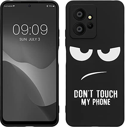 kwmobile Hülle kompatibel mit Xiaomi Redmi Note 12 (4G) - Handyhülle Silikon Case - Don't Touch My Phone Weiß Schwarz