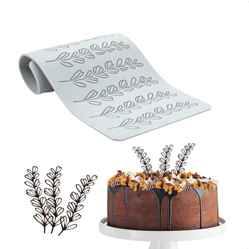 Alfombrilla Encaje Fondant Molde Silicona - moldes Herramientas de Borde Flores para Decoración Tartas Chocolate con Ramas Hojas 3D Accesorios Pastelería Cupcake Candy (1pc)