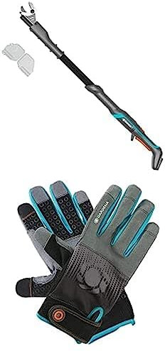 Akku-Baumschere EasyCut 110/18V P4A ohne Akku: Astschere für Zweige in bis zu 2,5 m Höhe(14772-55) + Gardena Gerätehandschuh Größe 10/XL: Handschuhe für alle Arbeiten mit Geräten(11522-20)