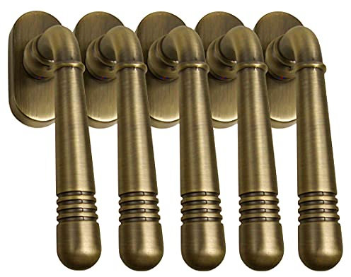 Fenstergriff Set 5 x FG Helena 1684 Messing brüniert Rasterolive Fensterbeschlag Drücker