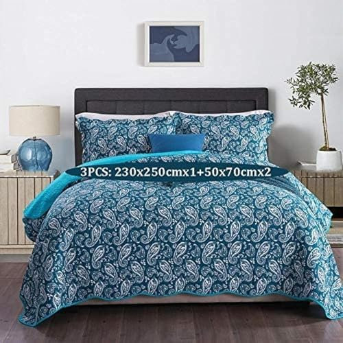 Tagesdecken-Set, Bettüberwürfe, Steppdecke im Landhausstil, Überwurf, 3-teiliges Bettwäsche-Set, Tagesdecke aus gewaschener Baumwolle, Doppelbett, King-Size-Größe, Ganzjahres-Multifunktionsdecke, 2 Ki