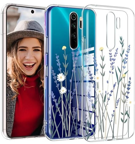POUHYE Hülle für Xiaomi Redmi Note 8 Pro Handyhülle, Klare Flexible Silikon Stoßfest Cover, 1,5 mm Dicke Stoßdämpfung Xiaomi Redmi Note 8 Pro Schutzhülle [Nicht-Vergilbung] [Anti Slip] Lavendel