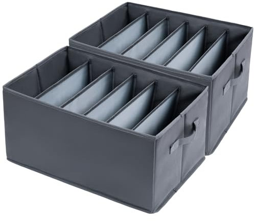 Niviy Organizador Armario Ropa Plegable Organizador de Pantalones Buen Ayudante para Guardar Ropa de Forma Ordenada con 6 Compartimentos 2pcs 43x30x25cm